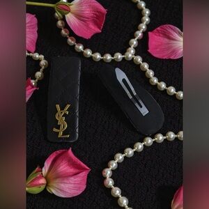 Fabulous Quilted Black Hair Clip with Gold Accent